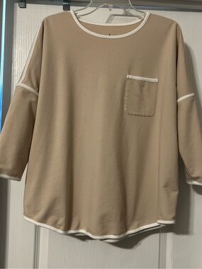 Tuckernuck Neutral-Tone Pocket Tunic with White Trim M/L Athleisure